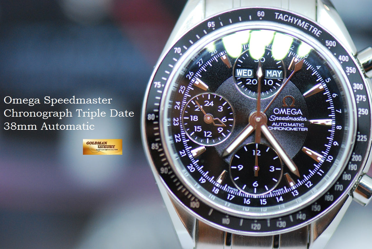 [SOLD] OMEGA SPEEDMASTER CHRONOGRAPH TRIPLE-DATE 39mm AUTOMATIC BLACK (NEAR MINT)
