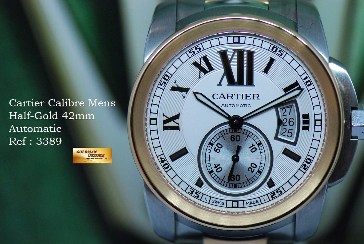 [SOLD] CARTIER CALIBRE MENS 42mm HALF-GOLD AUTOMATIC 3389 (NEAR MINT)