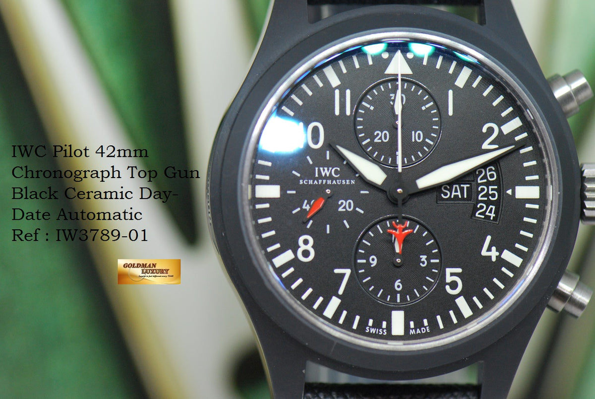 [SOLD] IWC PILOT CHRONOGRAPH 44mm BLACK CERAMIC DAY-DATE AUTOMATIC TOP GUN EDITION IW3789-01 (NEAR MINT)