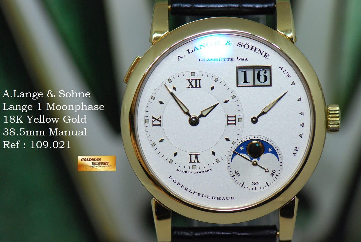 [SOLD] A.LANGE & SOHNE LANGE 1 MOONPHASE 18K YELLOW GOLD 38.5mm MANUAL 109.021 (MINT)