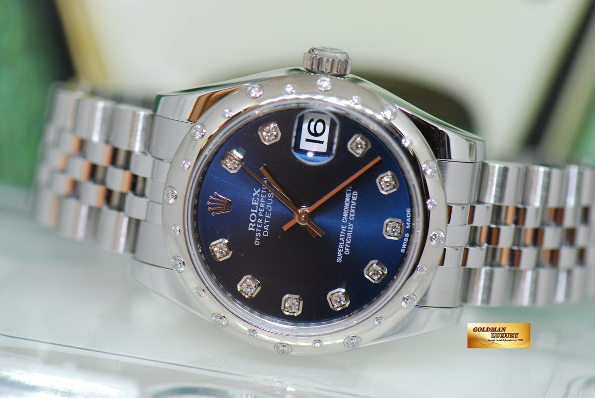 [SOLD] ROLEX OYSTER PERPETUAL DATEJUST BOYSIZE 31mm SS DIAMOND DIAL & BEZEL 178344 (MINT)