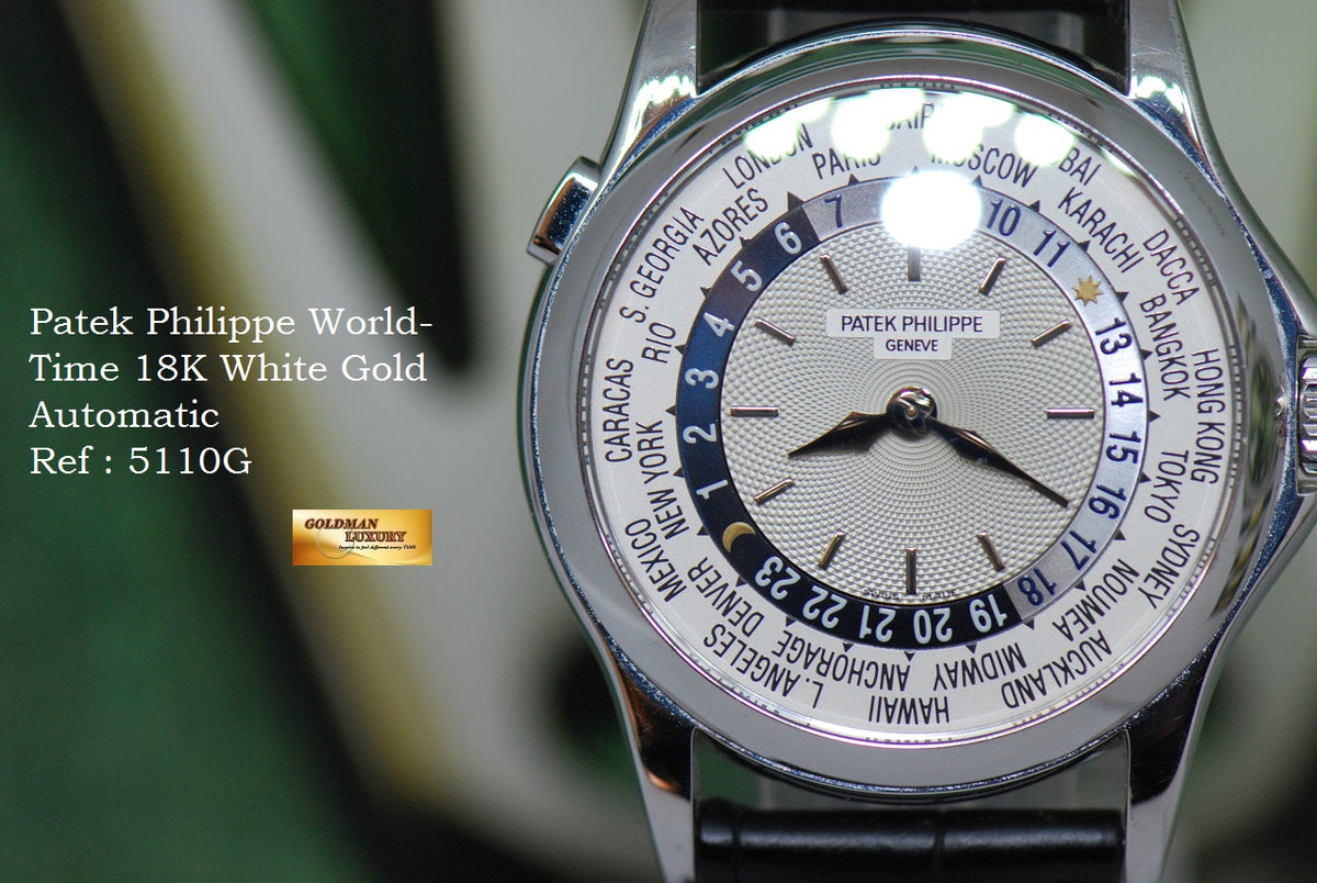 [SOLD] PATEK PHILIPPE COMPLICATION WORLD TIME 18K WHITE GOLD 37mm AUTOMATIC 5110G (NEAR MINT)