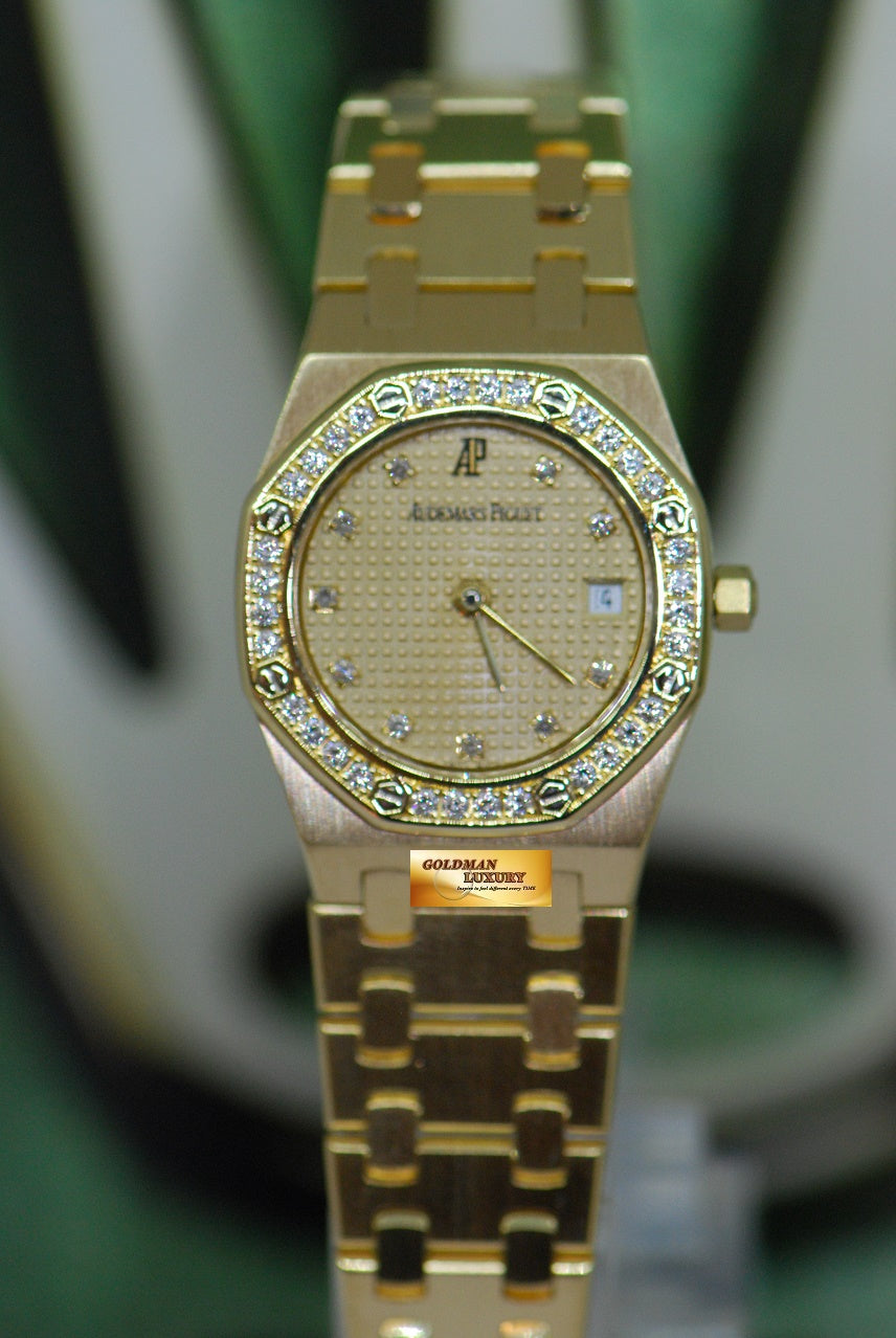 [SOLD] AUDEMARS PIGUET ROYAL OAK 18K YELLOW GOLD DIAMOND DIAL & BEZEL 24mm LADIES QUARTZ (NEAR MINT)