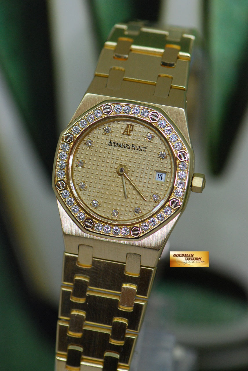 [SOLD] AUDEMARS PIGUET ROYAL OAK 18K YELLOW GOLD DIAMOND DIAL & BEZEL 24mm LADIES QUARTZ (NEAR MINT)