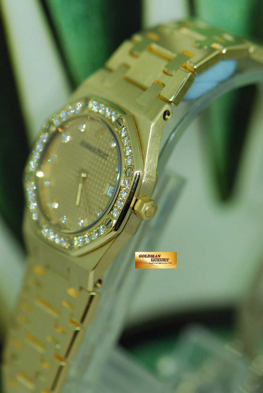 [SOLD] AUDEMARS PIGUET ROYAL OAK 18K YELLOW GOLD DIAMOND DIAL & BEZEL 24mm LADIES QUARTZ (NEAR MINT)