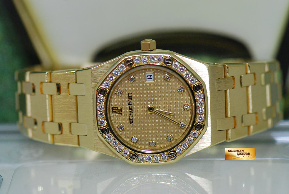 [SOLD] AUDEMARS PIGUET ROYAL OAK 18K YELLOW GOLD DIAMOND DIAL & BEZEL 24mm LADIES QUARTZ (NEAR MINT)