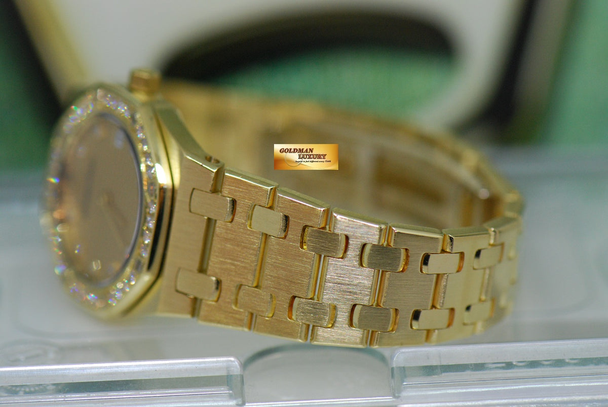 [SOLD] AUDEMARS PIGUET ROYAL OAK 18K YELLOW GOLD DIAMOND DIAL & BEZEL 24mm LADIES QUARTZ (NEAR MINT)