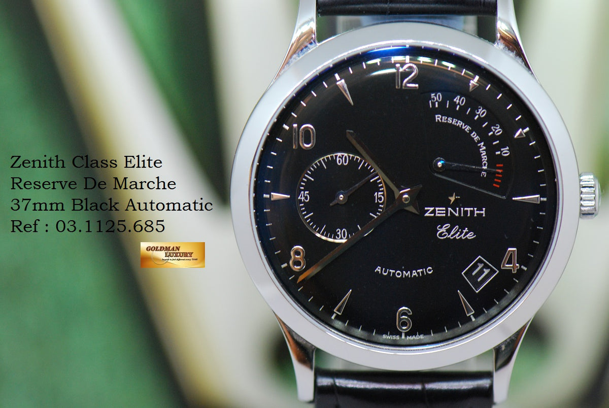 [SOLD] ZENITH CLASS ELITE RESERVE De MARCHE 37mm BLACK AUTOMATIC 03.1125.685 (NEAR MINT)
