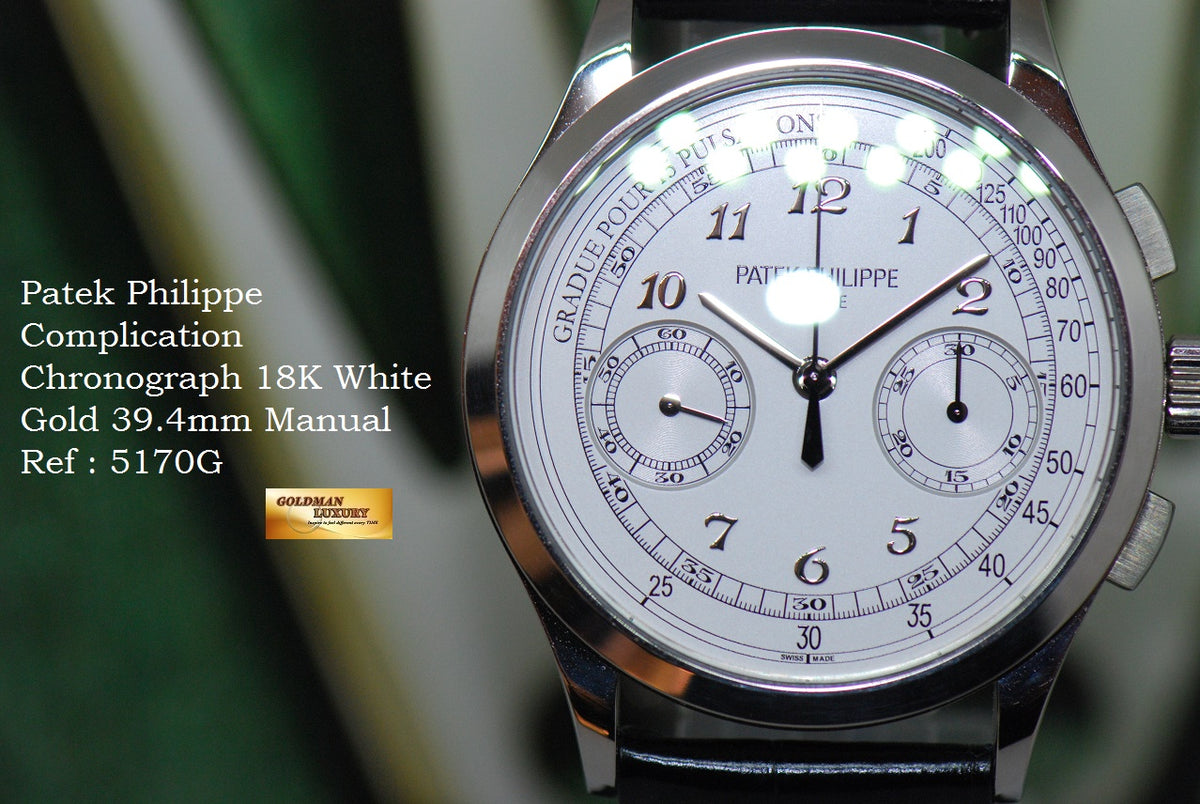 [SOLD] PATEK PHILIPPE COMPLICATION CHRONOGRAPH 18K WHITE GOLD MANUAL 5170G-01 (MINT)
