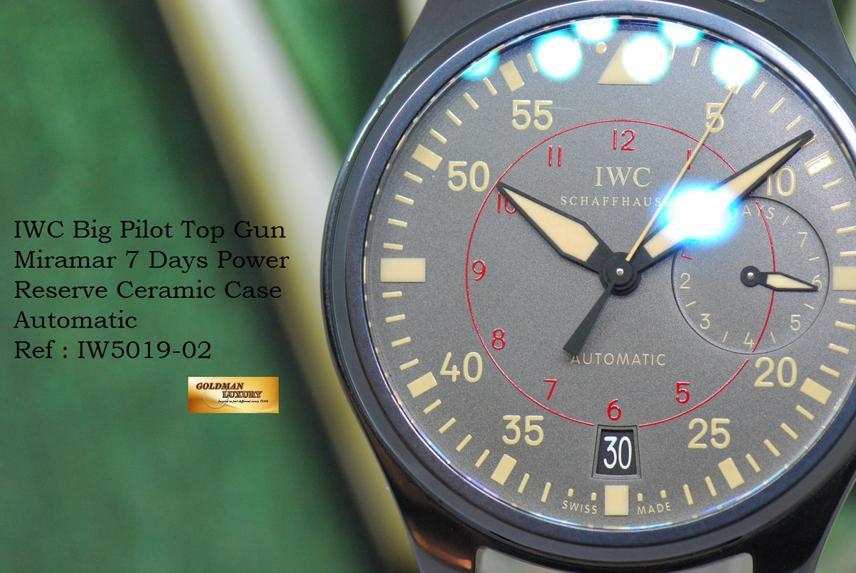 [SOLD] IWC BIG PILOT TOP GUN MIRAMAR 48mm 7 DAYS POWER RESERVE METALLIC CERAMIC CASE AUTOMATIC IW5019-02 (MINT)