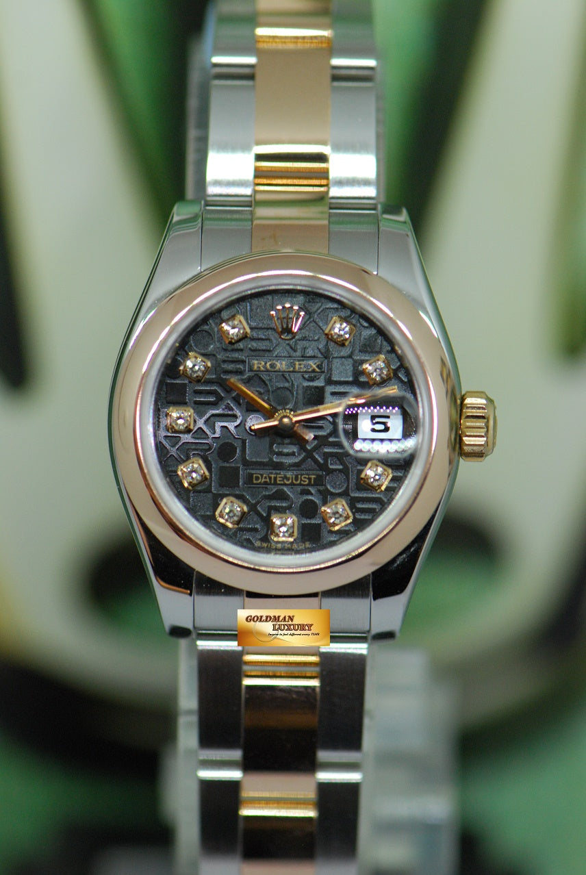 [SOLD] ROLEX OYSTER DATEJUST 26mm HALF-ROSE GOLD BLACK COMPUTER DIAMOND DIAL 179161 (MINT)