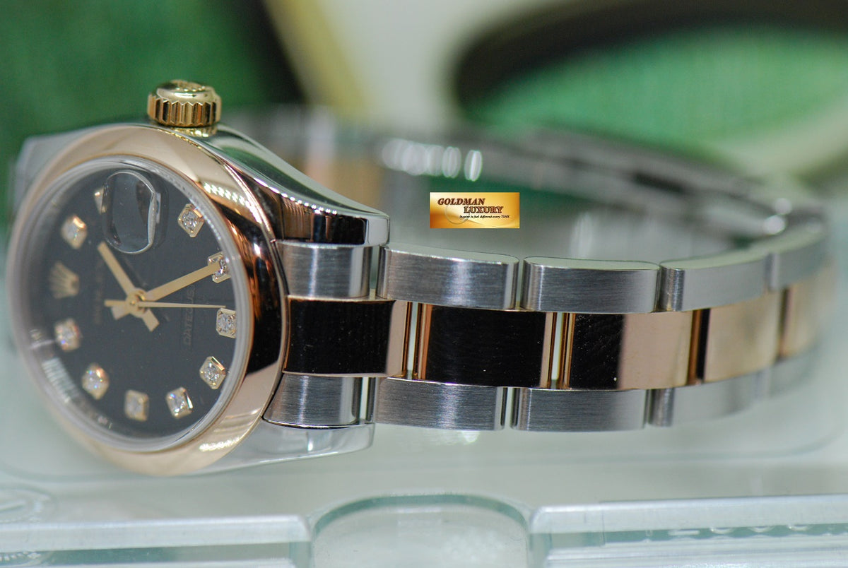 [SOLD] ROLEX OYSTER DATEJUST 26mm HALF-ROSE GOLD BLACK COMPUTER DIAMOND DIAL 179161 (MINT)