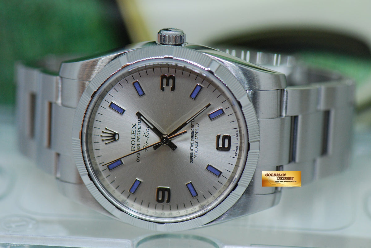 [SOLD] ROLEX OYSTER AIR-KING 34mm “ENGINE-TURN BEZEL” SILVER AUTOMATIC 114210 (MINT)
