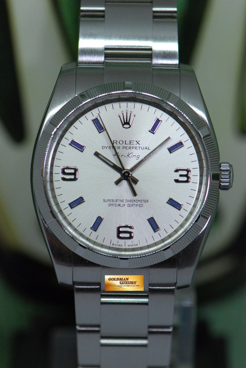 [SOLD] ROLEX OYSTER AIR-KING 34mm “ENGINE-TURN BEZEL” SILVER AUTOMATIC 114210 (MINT)