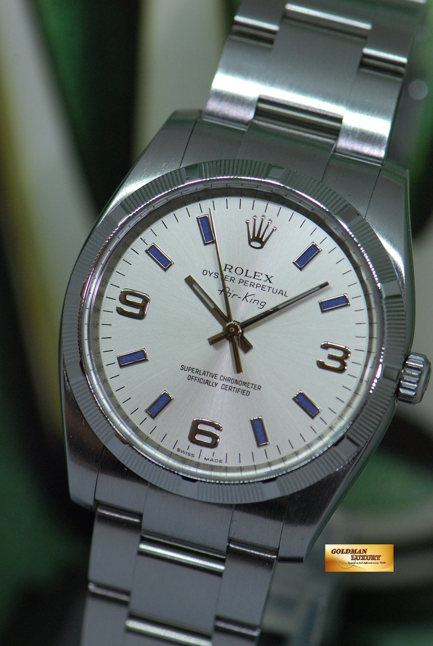 [SOLD] ROLEX OYSTER AIR-KING 34mm “ENGINE-TURN BEZEL” SILVER AUTOMATIC 114210 (MINT)