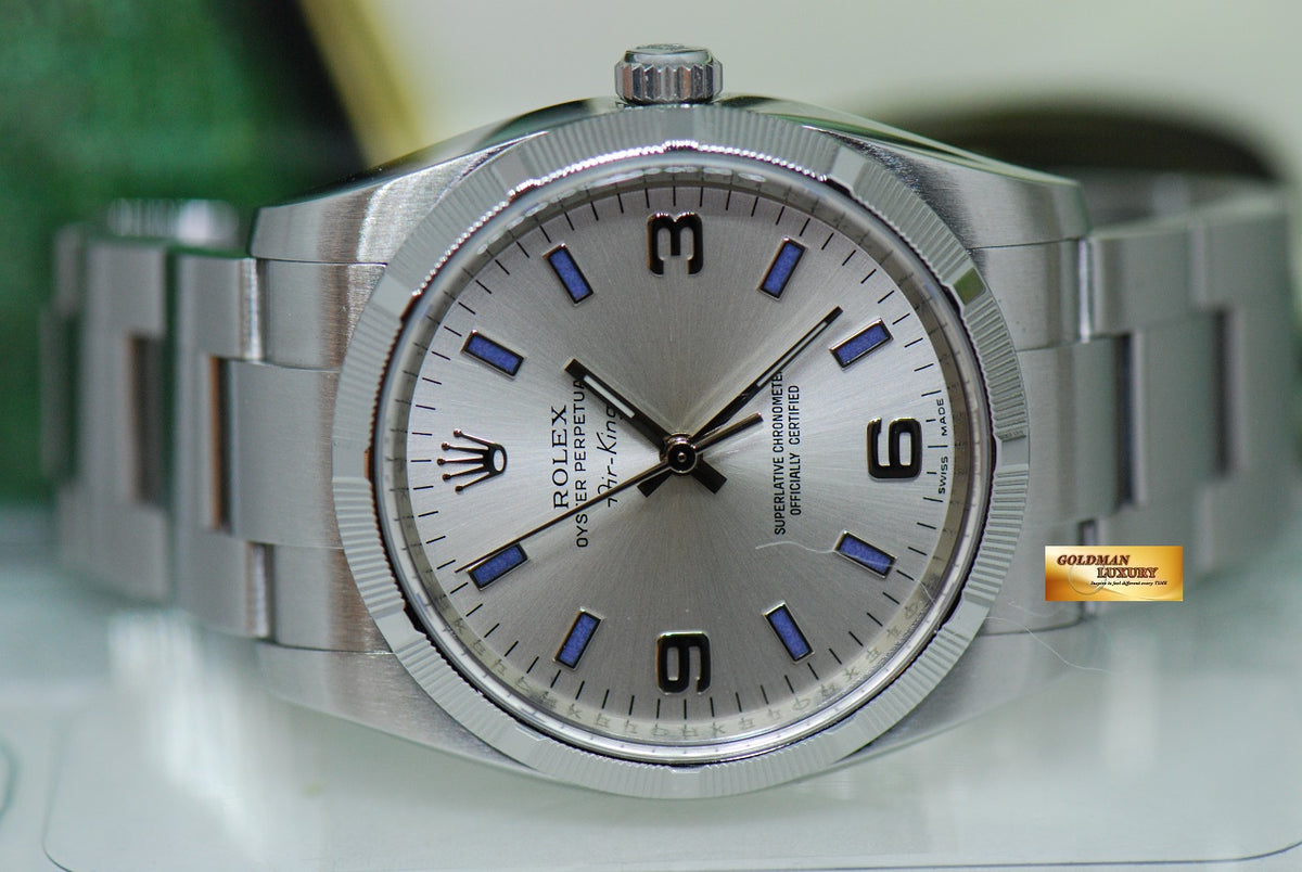 [SOLD] ROLEX OYSTER AIR-KING 34mm “ENGINE-TURN BEZEL” SILVER AUTOMATIC 114210 (MINT)