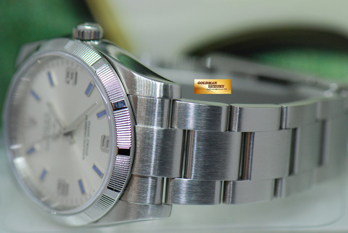 [SOLD] ROLEX OYSTER AIR-KING 34mm “ENGINE-TURN BEZEL” SILVER AUTOMATIC 114210 (MINT)