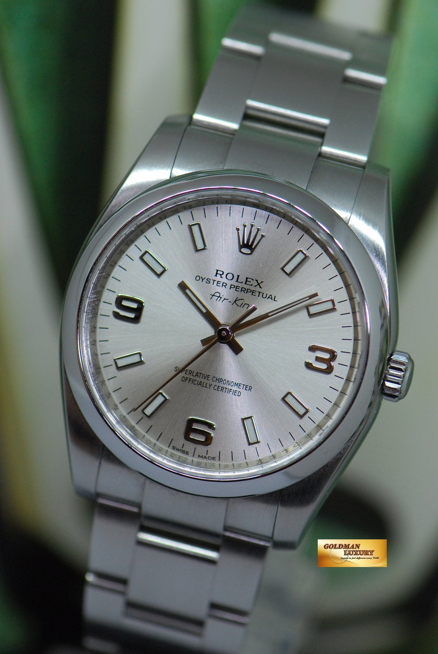 [SOLD] ROLEX OYSTER AIR-KING 34mm SILVER AUTOMATIC 114200 (MINT)