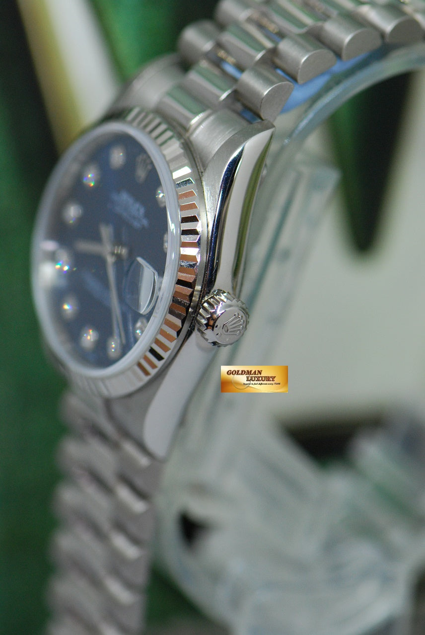 [SOLD] ROLEX OYSTER DATEJUST 30mm 18K WHITE GOLD BLUE DIAMOND DIAL 78279 (MINT)