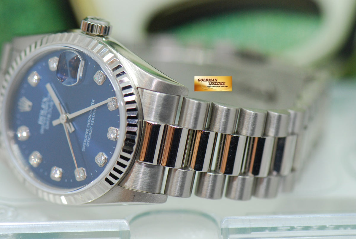 [SOLD] ROLEX OYSTER DATEJUST 30mm 18K WHITE GOLD BLUE DIAMOND DIAL 78279 (MINT)