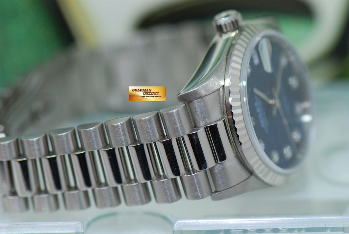 [SOLD] ROLEX OYSTER DATEJUST 30mm 18K WHITE GOLD BLUE DIAMOND DIAL 78279 (MINT)