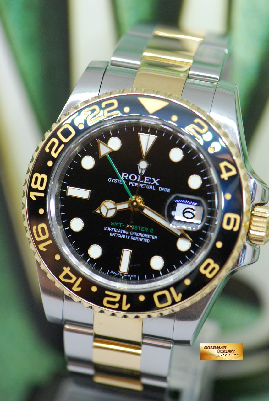 [SOLD] ROLEX OYSTER PERPETUAL GMT-MASTER II HALF-GOLD CERAMIC BLACK 116713LN (MINT)