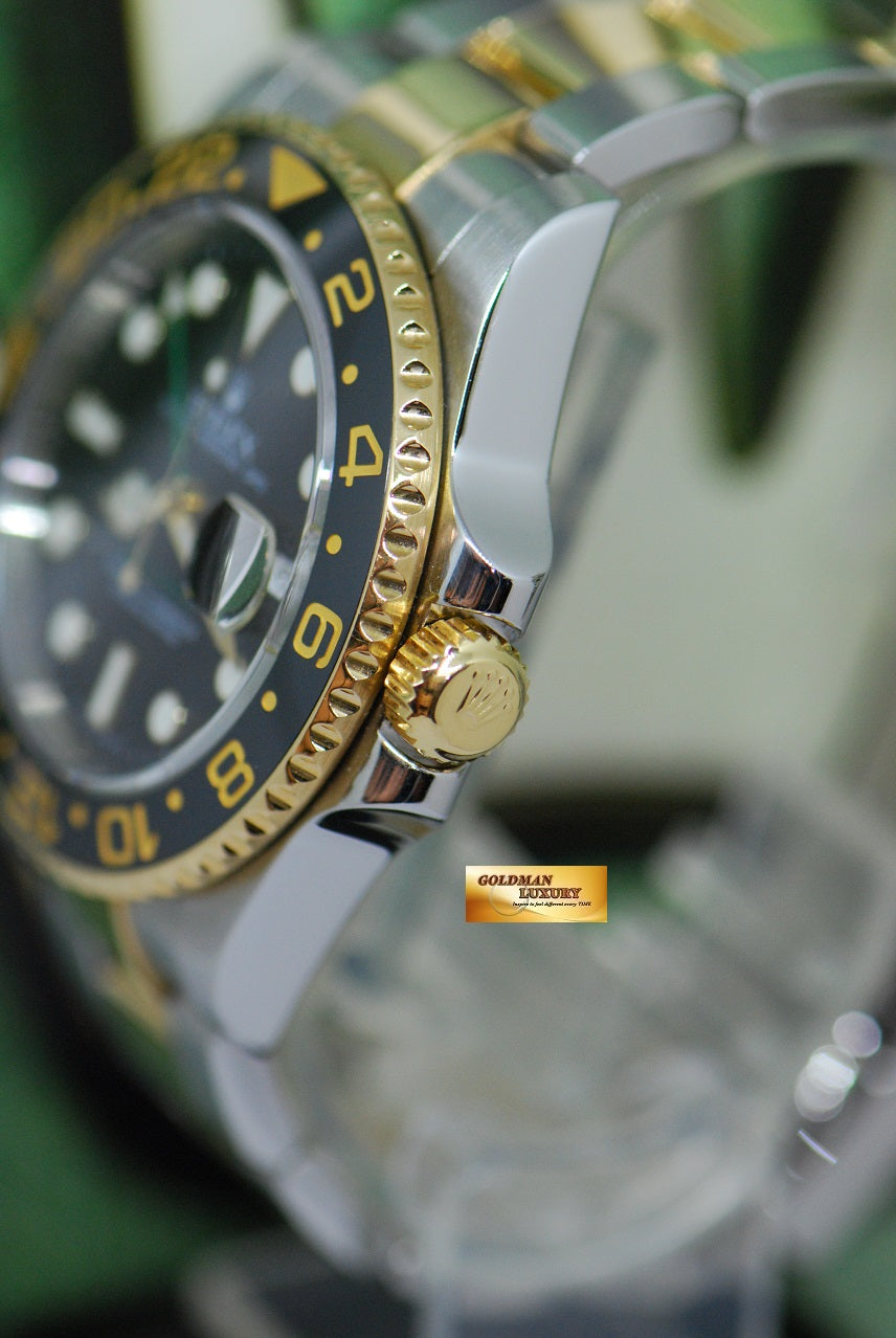[SOLD] ROLEX OYSTER PERPETUAL GMT-MASTER II HALF-GOLD CERAMIC BLACK 116713LN (MINT)
