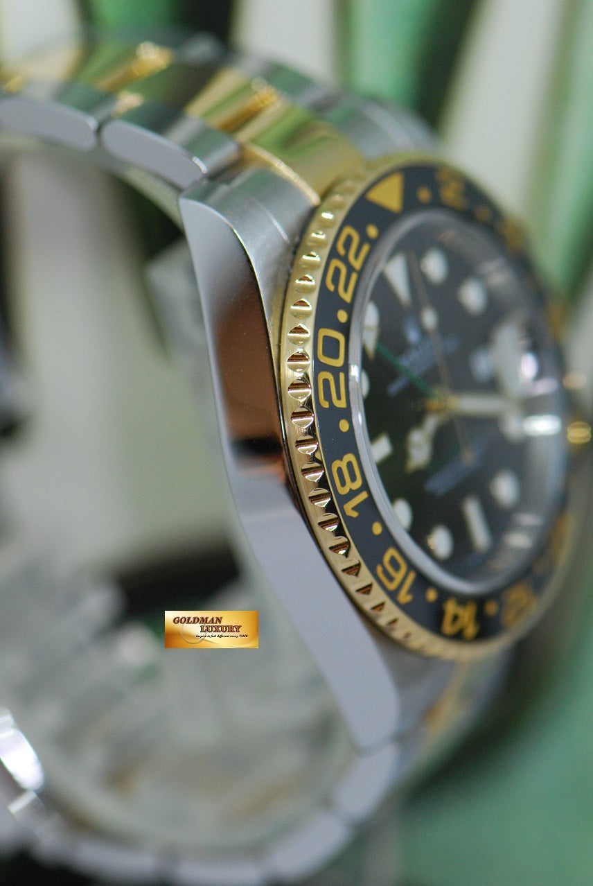 [SOLD] ROLEX OYSTER PERPETUAL GMT-MASTER II HALF-GOLD CERAMIC BLACK 116713LN (MINT)