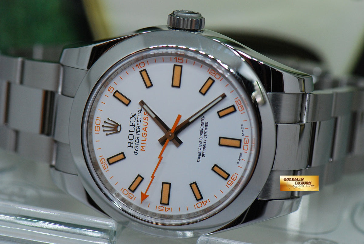 [SOLD] ROLEX OYSTER PERPETUAL MILGAUSS SS WHITE AUTOMATIC 116400 (UNWORN)