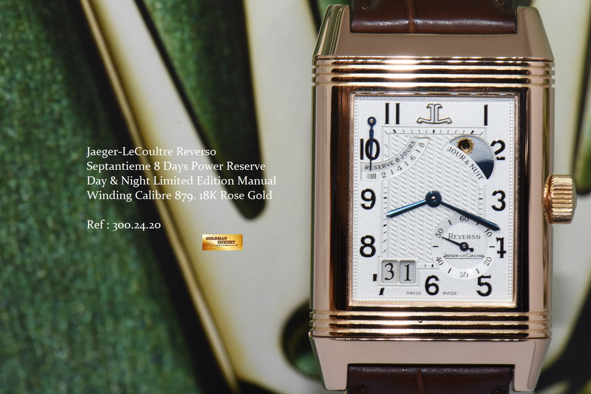 [SOLD] JLC SEPTANTIEME REVERSO 8 DAYS POWER RESERVE DAY/NIGHT 18K ROSE GOLD CALIBRE 879 MANUAL WINDING 300.24.20 (MINT)