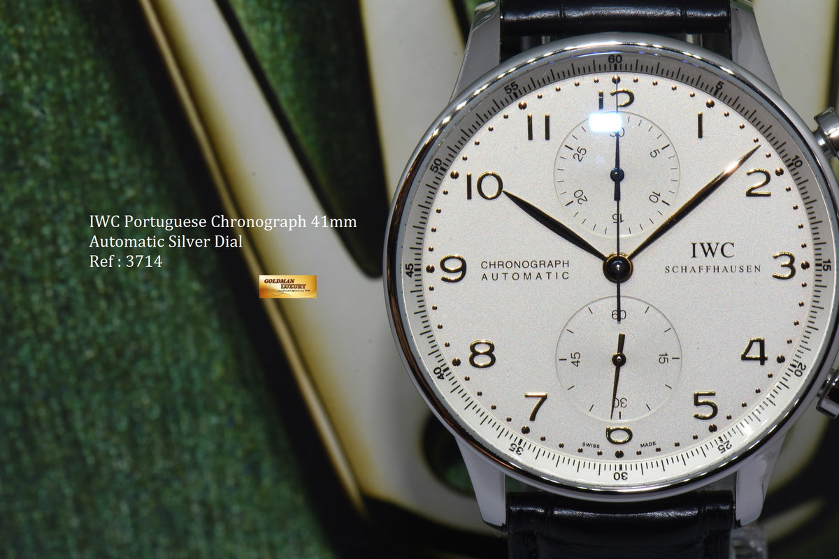 [SOLD] IWC PORTUGUESE CHRONOGRAPH 41mm SILVER AUTOMATIC IW3714 (NEAR MINT)