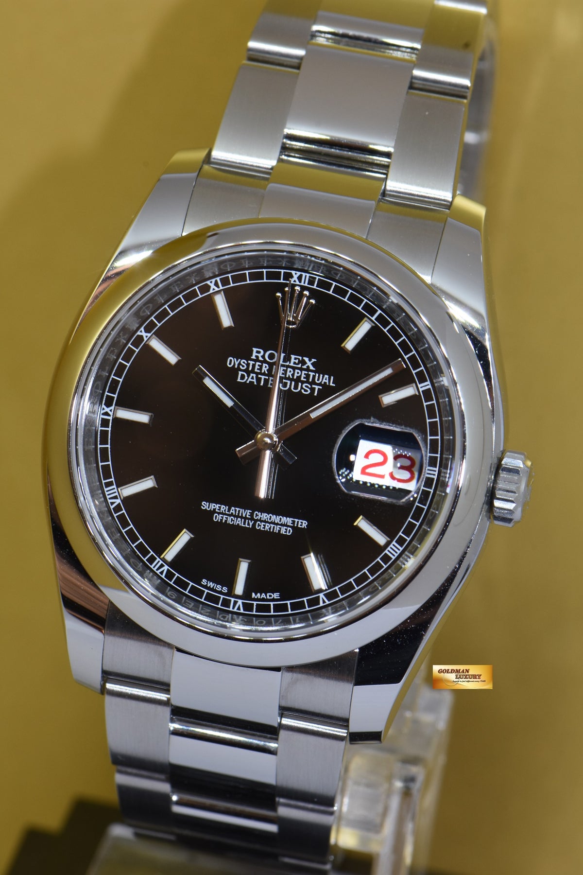 [SOLD] ROLEX OYSTER DATEJUST 36mm BLACK AUTOMATIC 116200 (NEW-UNWORN)