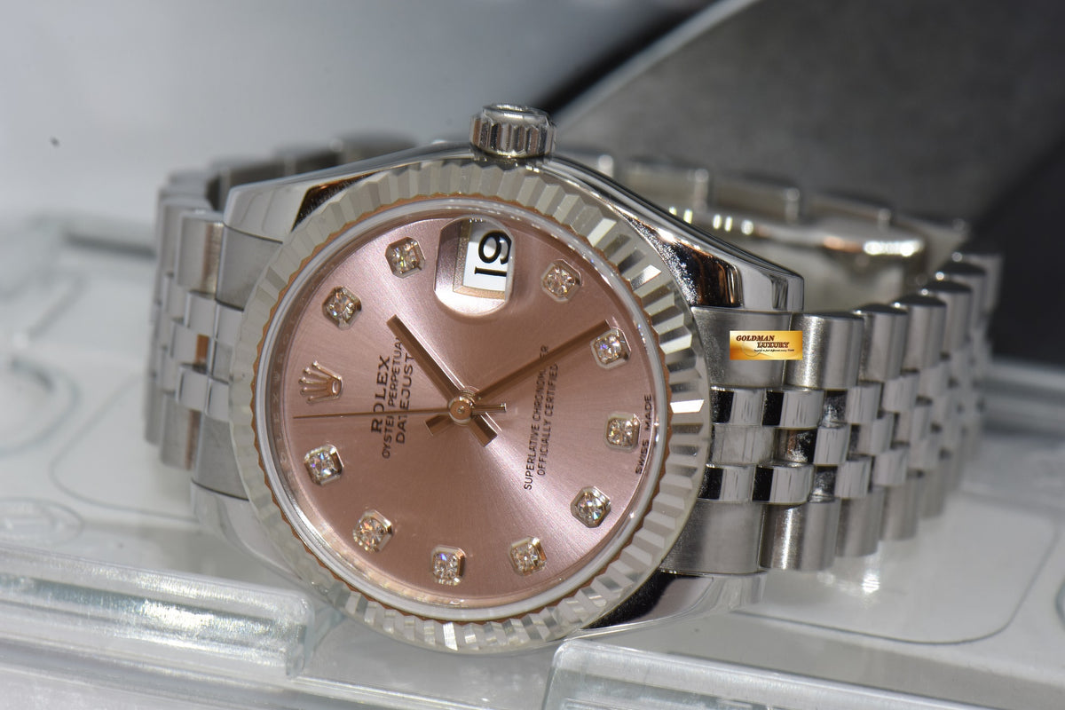 [SOLD] ROLEX OYSTER DATEJUST 31mm PINK DIAL DIAMOND STAINLESS STEEL JUBILEE 178274 (MINT)