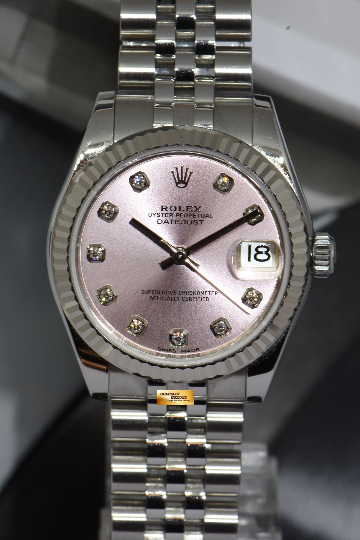 [SOLD] ROLEX OYSTER DATEJUST 31mm PINK DIAL DIAMOND STAINLESS STEEL JUBILEE 178274 (MINT)