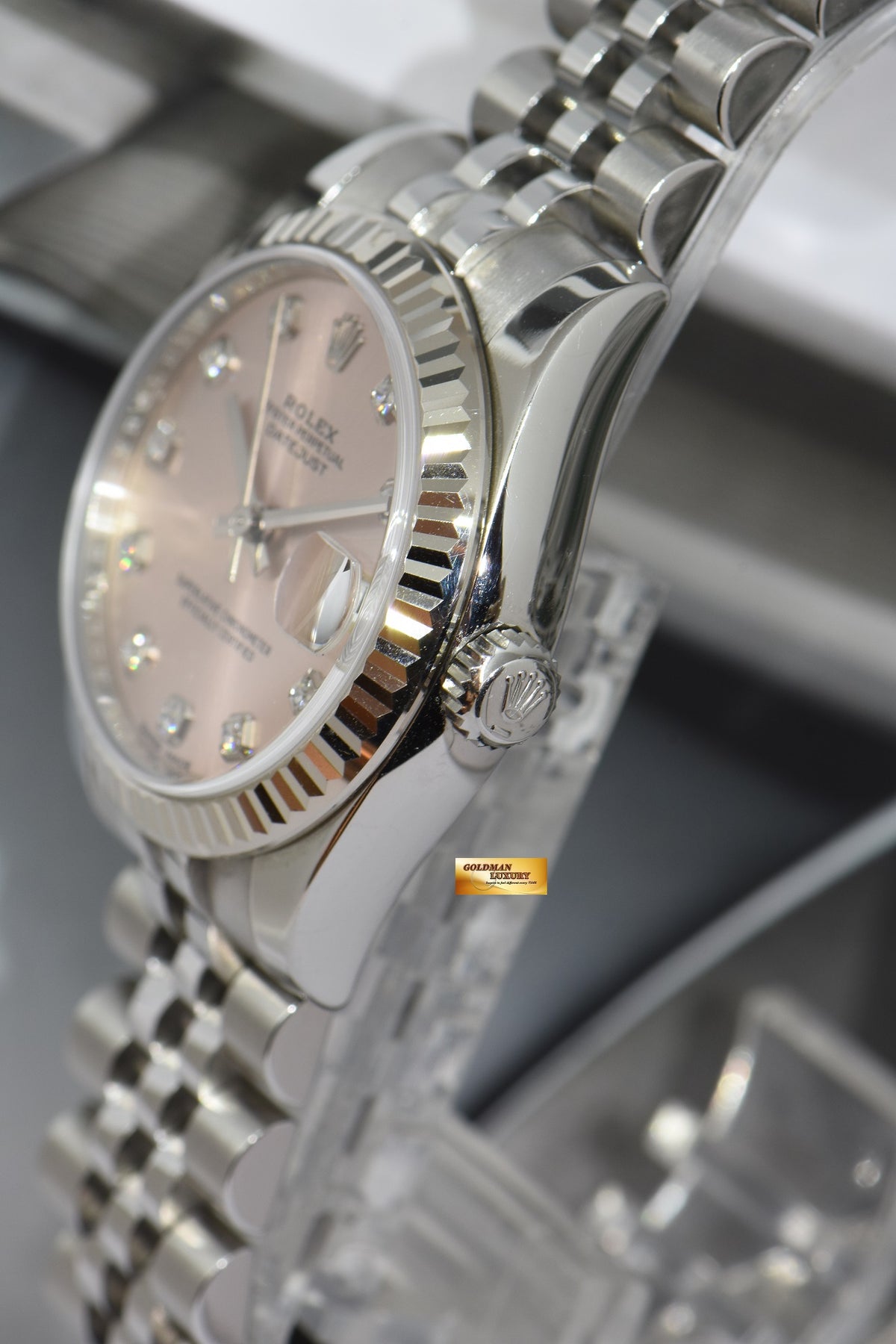 [SOLD] ROLEX OYSTER DATEJUST 31mm PINK DIAL DIAMOND STAINLESS STEEL JUBILEE 178274 (MINT)
