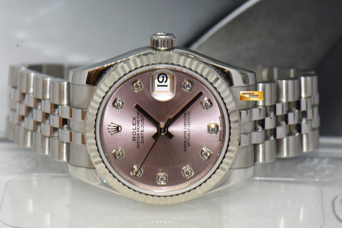 [SOLD] ROLEX OYSTER DATEJUST 31mm PINK DIAL DIAMOND STAINLESS STEEL JUBILEE 178274 (MINT)