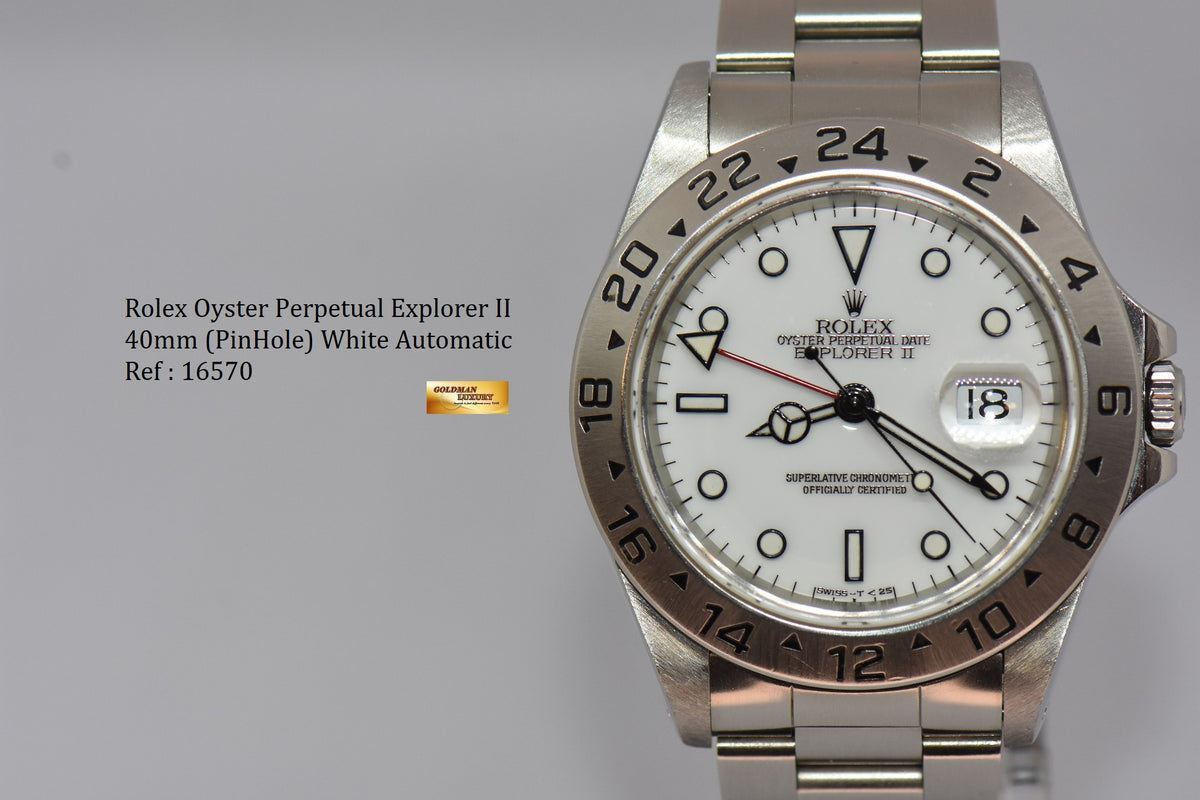 [SOLD] ROLEX OYSTER PERPETUAL EXPLORER II (PINHOLE : NON-SOLID ENDLINK) WHITE 16570 (NEAR MINT)