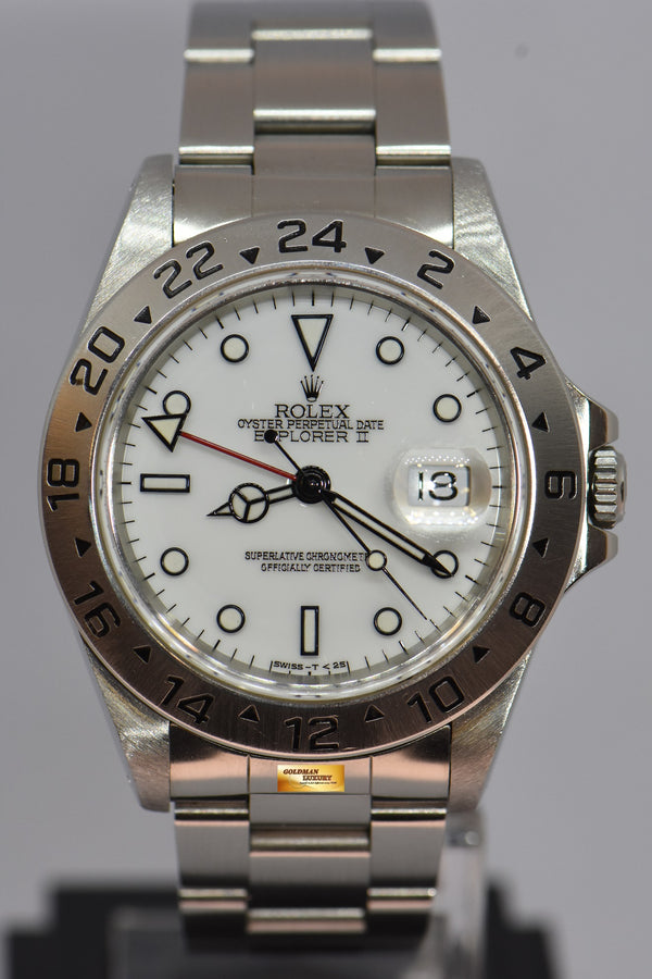 [SOLD] ROLEX OYSTER PERPETUAL EXPLORER II (PINHOLE : NON-SOLID ENDLINK) WHITE 16570 (NEAR MINT)