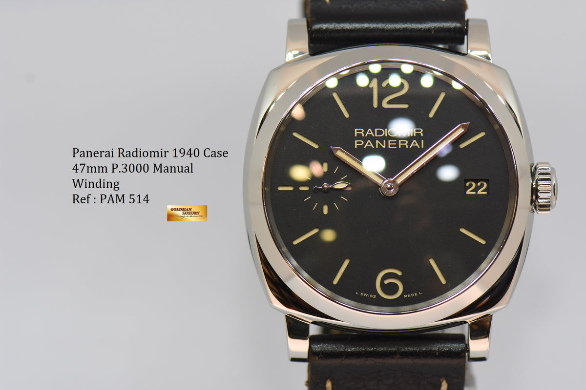 [SOLD] PANERAI RADIOMIR 1940 CASE 47mm P.3000 MANUAL WINDING PAM 514 (MINT)