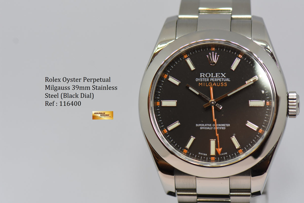 [SOLD] ROLEX OYSTER PERPETUAL MILGAUSS SS BLACK AUTOMATIC 116400 (NEAR MINT)