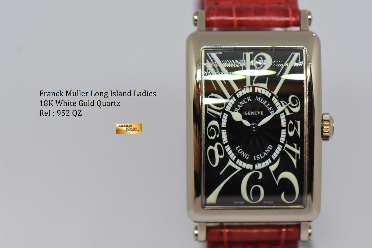 [SOLD] FRANCK MULLER LONG ISLAND LADIES 18K WHITE GOLD ARABIC BLACK DIAL 952 QZ (NEAR MINT)