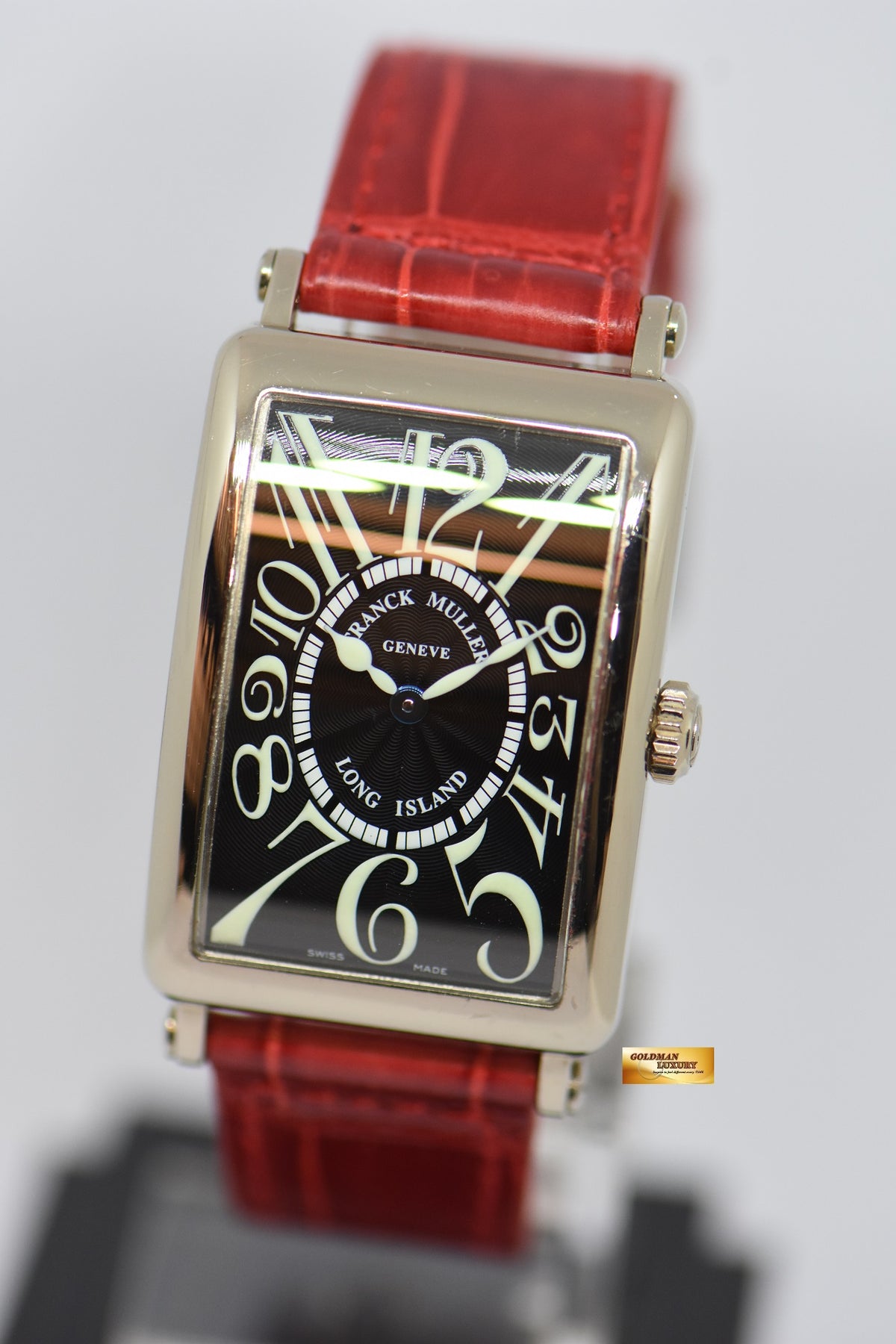 [SOLD] FRANCK MULLER LONG ISLAND LADIES 18K WHITE GOLD ARABIC BLACK DIAL 952 QZ (NEAR MINT)