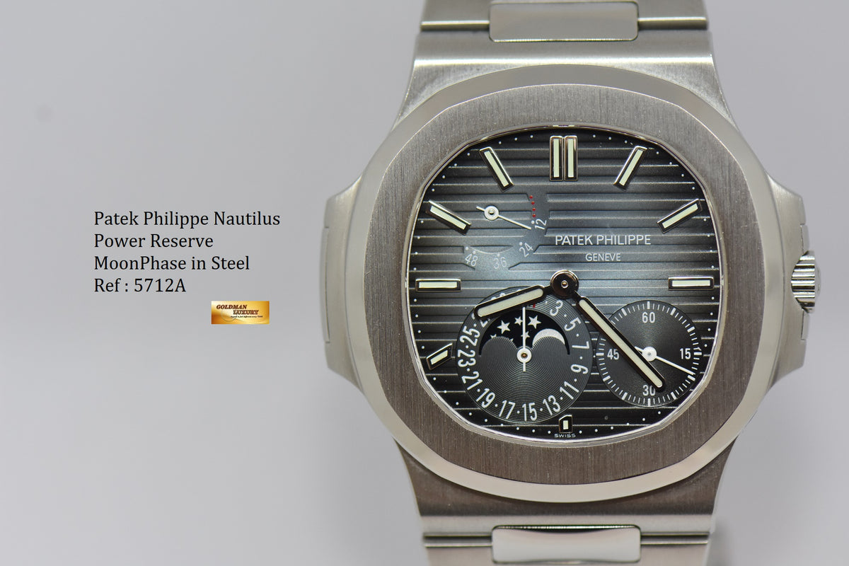 [SOLD] PATEK PHILIPPE NAUTILUS MOONPHASE POWER RESERVE IN STEEL 5712A (NEW OLD STOCK)