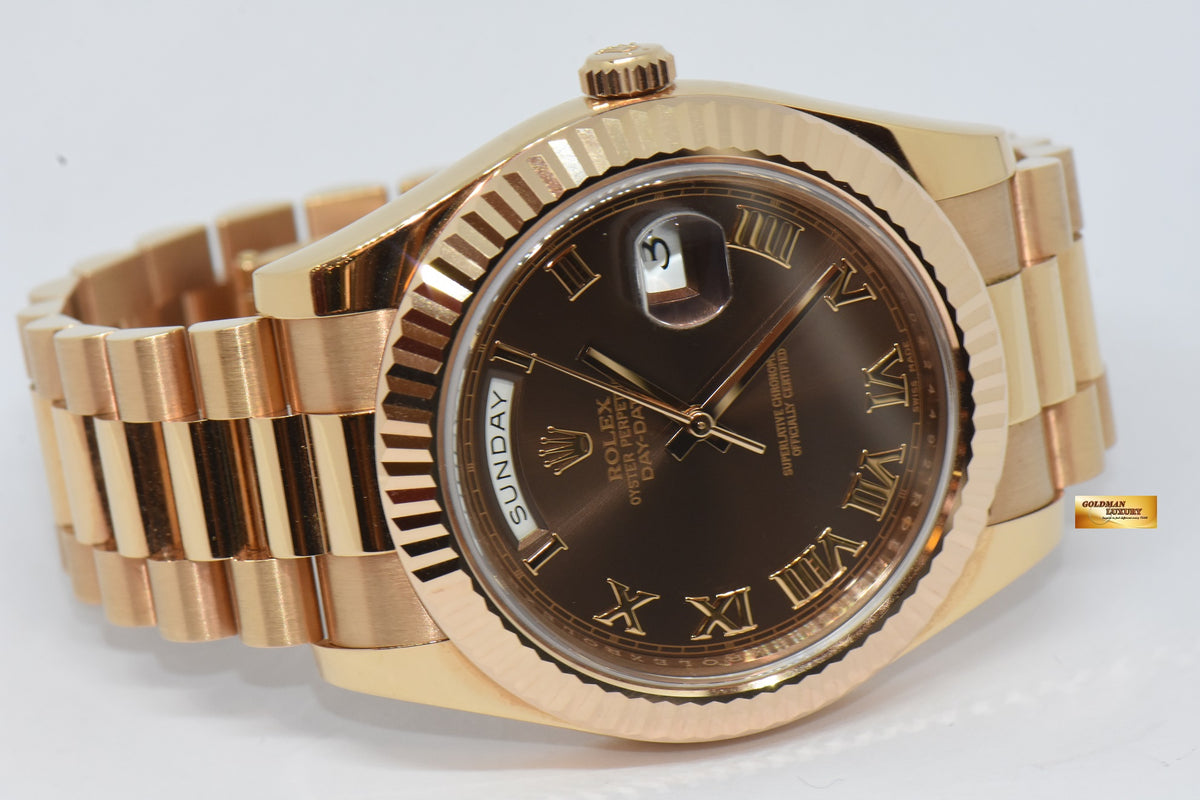 [SOLD] ROLEX OYSTER PERPETUAL DAY-DATE 41 CHOCOLATE DIAL 18K ROSE GOLD 218235 (MINT)