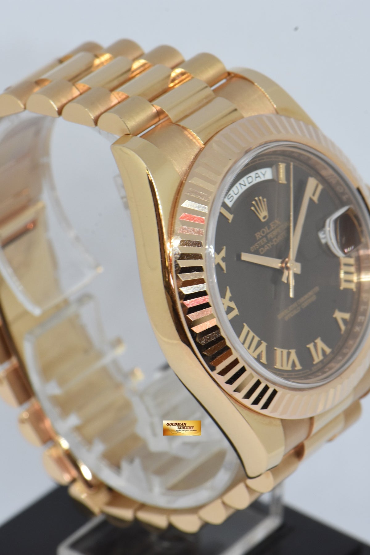 [SOLD] ROLEX OYSTER PERPETUAL DAY-DATE 41 CHOCOLATE DIAL 18K ROSE GOLD 218235 (MINT)