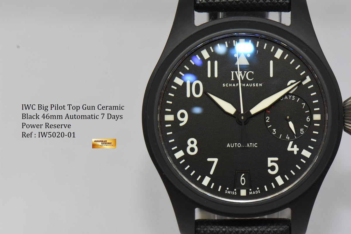 [SOLD] IWC BIG PILOT TOP GUN 46mm CERAMIC BLACK 7 DAYS POWER RESERVE AUTOMATIC IW5020-01 (NEAR MINT)