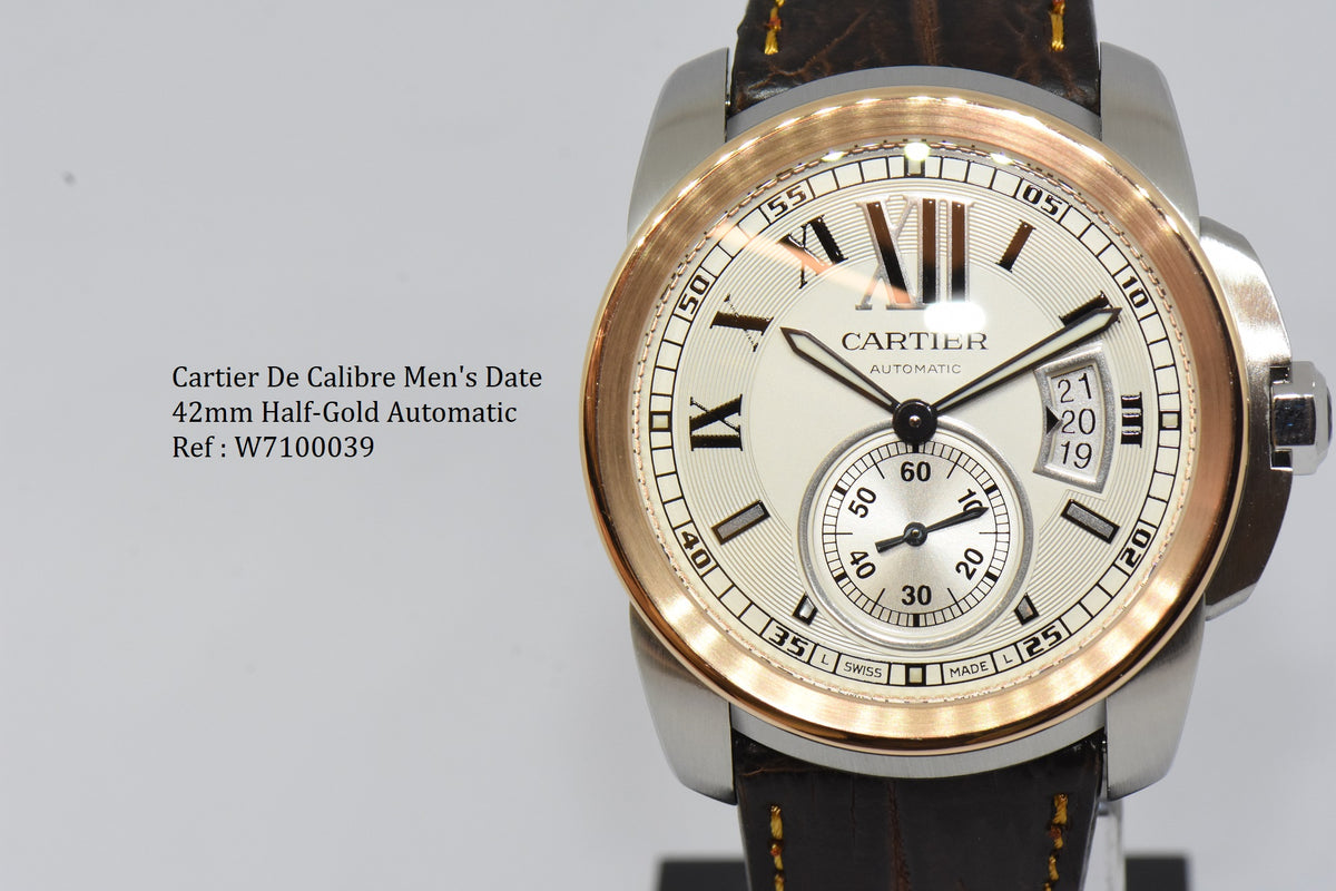 [SOLD] CARTIER De CALIBRE MEN’S 42mm HALF-GOLD AUTOMATIC W7100039 (MINT)