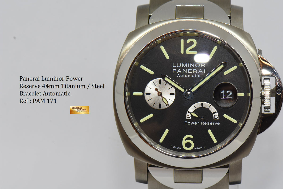 [SOLD] PANERAI LUMINOR POWER RESERVE 44mm TITANIUM / STEEL BRACELET AUTOMATIC PAM 171 (MINT)
