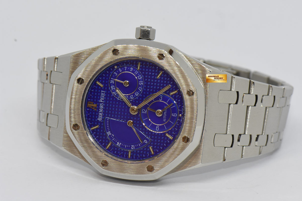 [SOLD] AUDEMARS PIGUET ROYAL OAK 36mm POWER RESERVE DUAL TIME RARE BLUE DIAL AUTOMATIC 25730ST (MINT)