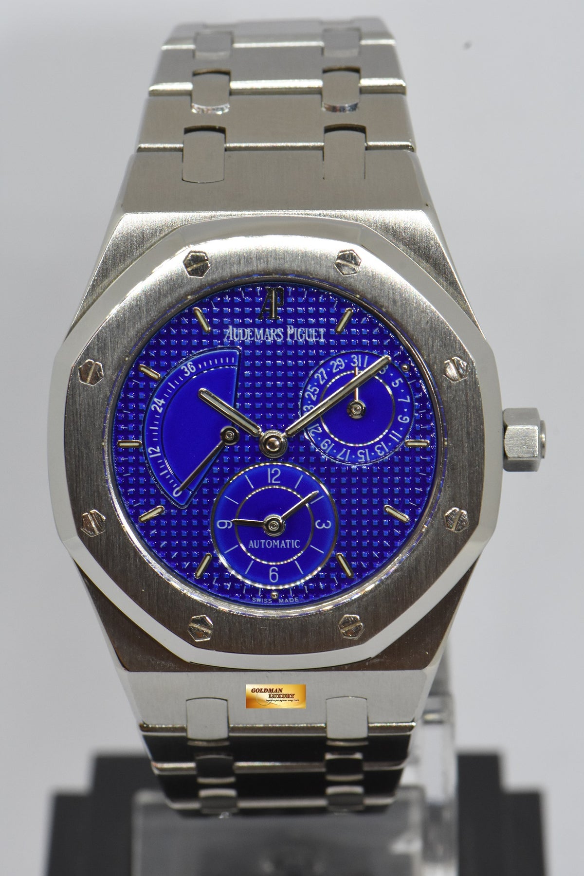 [SOLD] AUDEMARS PIGUET ROYAL OAK 36mm POWER RESERVE DUAL TIME RARE BLUE DIAL AUTOMATIC 25730ST (MINT)